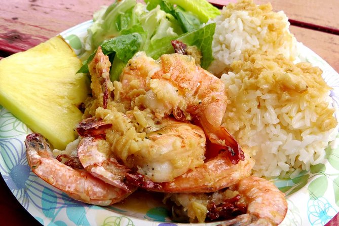 All Inclusive Ultimate Circle Island Tour, Waimea Falls & Lunch - North Shore shrimp makes lunch part of the sightseeing