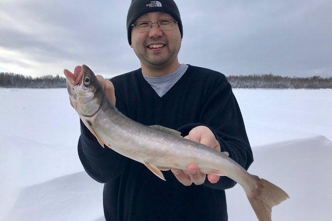 Fairbanks Ice Fishing Expedition in a Heated Cabin with Fish Cookout - Reaching the Frozen Lake Near North Pole