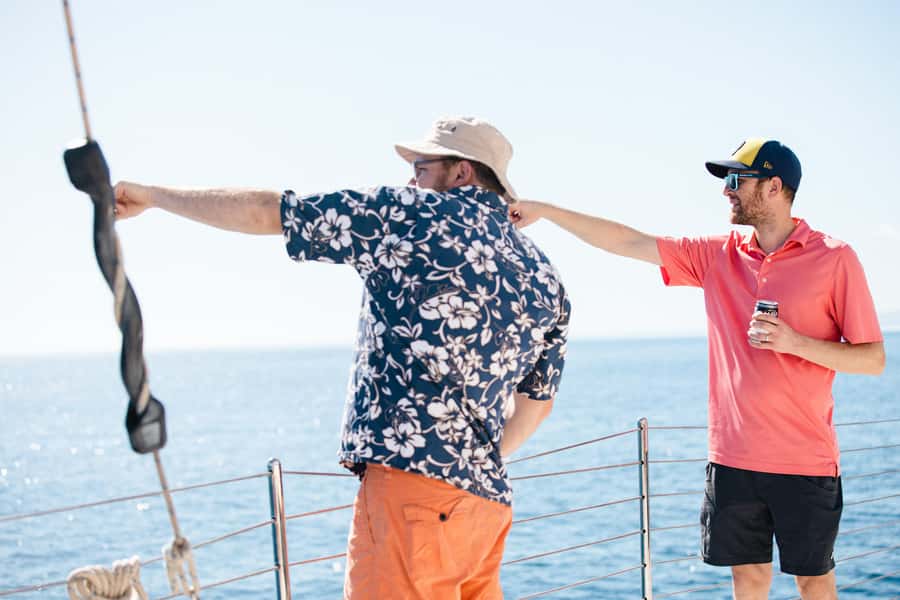 From Ma'alaea: 'Alihilani Sunset Sail Catamaran Tour - The crew shapes the evening