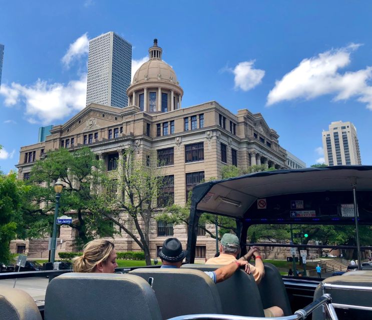 Houston: Guided City Tour by an Open-Top Double Decker Bus - Open-top views, with a Houston-sized weather warning