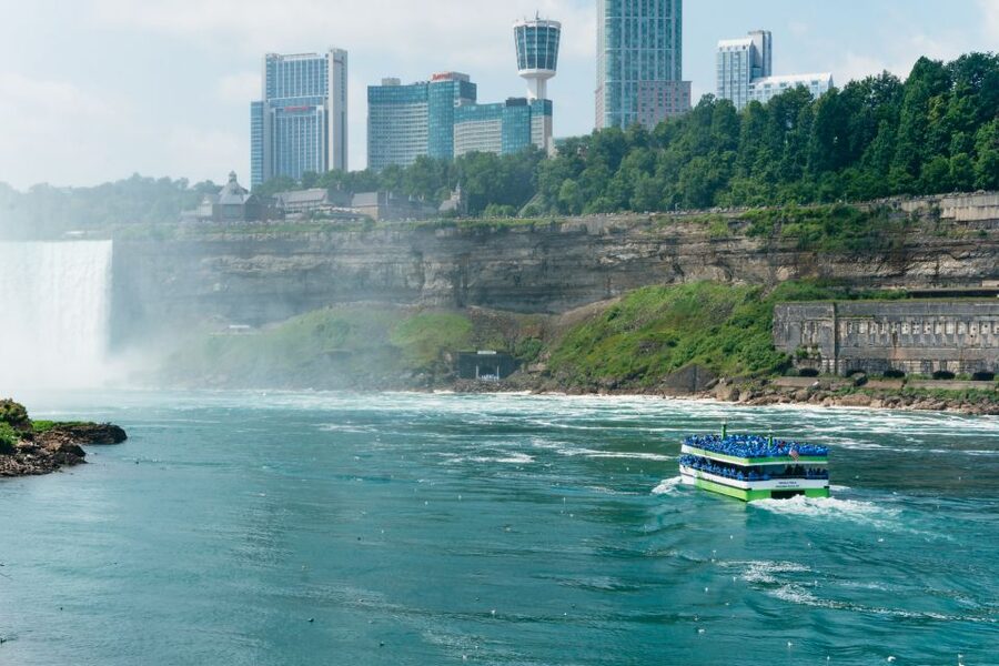 Niagara Falls: Cave of the Winds, Boat Ride, & Trolley Tour - Riding the trolley through Niagara Falls State Park