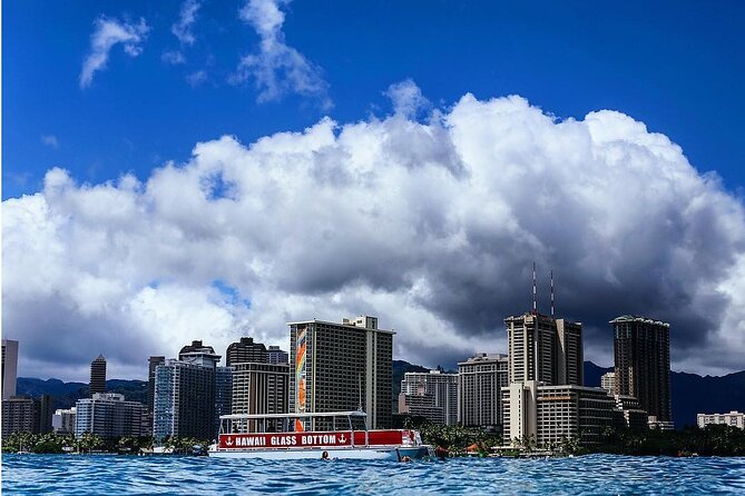 Waikiki Glass Bottom Boat Cruise - Shade, seating, water, and the onboard restroom